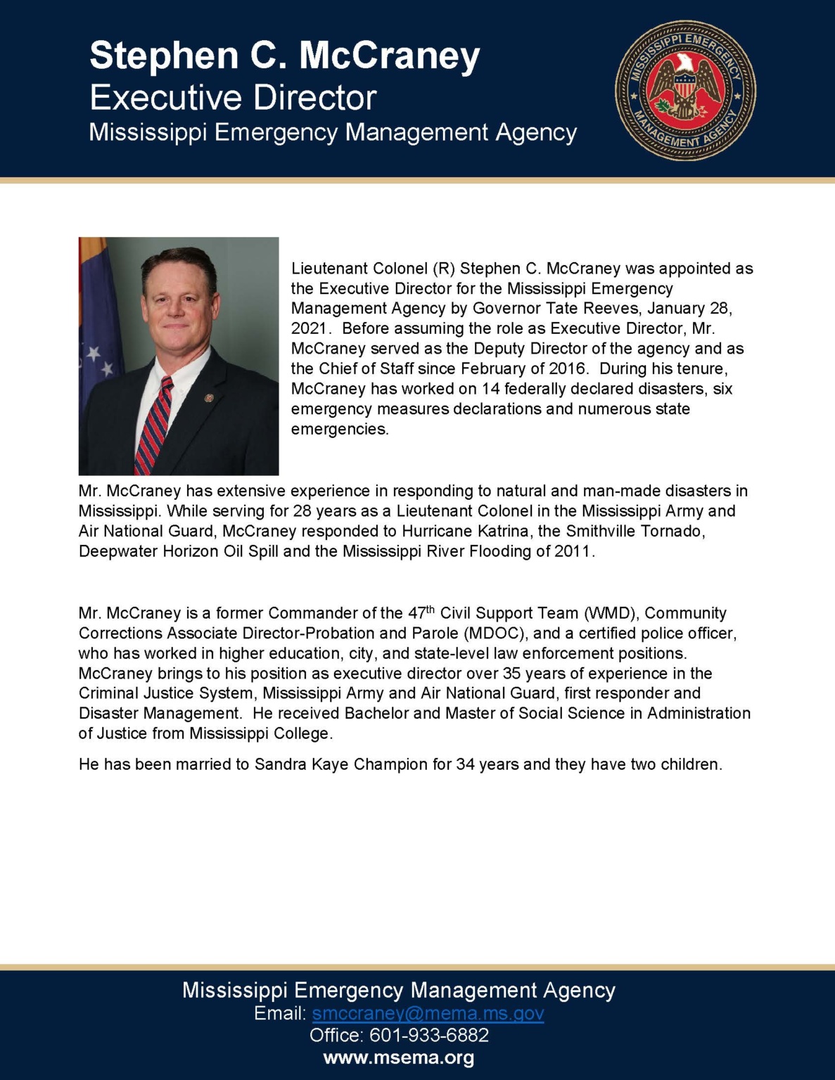 Executive Director Stephen McCraney Biography MEMA   Director Stephen McCraney Bio 1 1187x1536 